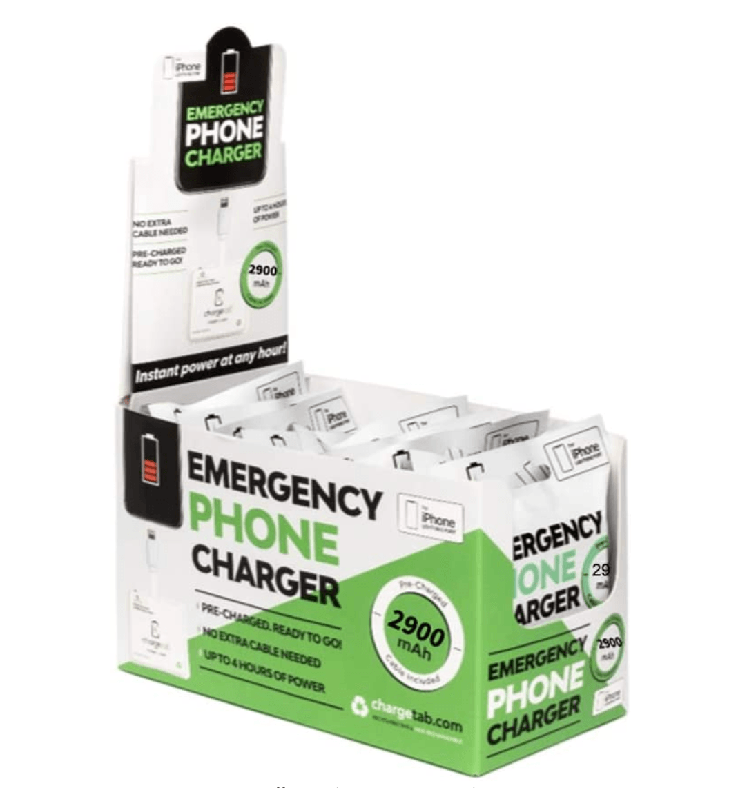 iPhone Emergency Phone Battery Charger (10 Pack) - Chargetab